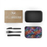 Rainbow Colored Sequin Pattern Bento Box with Band and Utensils