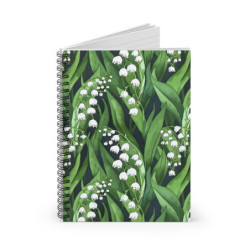 Lily of the Valley Pattern Spiral Notebook - Ruled Line, 8" x 6"