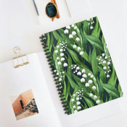 Lily of the Valley Pattern Spiral Notebook - Ruled Line, 8" x 6"