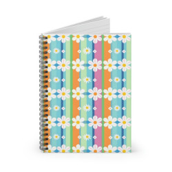 Pastel Daisy Pattern Spiral Notebook - Ruled Line, 8" x 6"