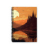 Bold Medieval Gothic Sunset Landscape Design, Spiral Notebook - Ruled Line, 8" x 6"