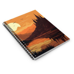 Bold Medieval Gothic Sunset Landscape Design, Spiral Notebook - Ruled Line, 8" x 6"