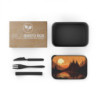 Bold Medieval Gothic Sunset Landscape Design Eco-Friendly Bento Box with Band and Utensils