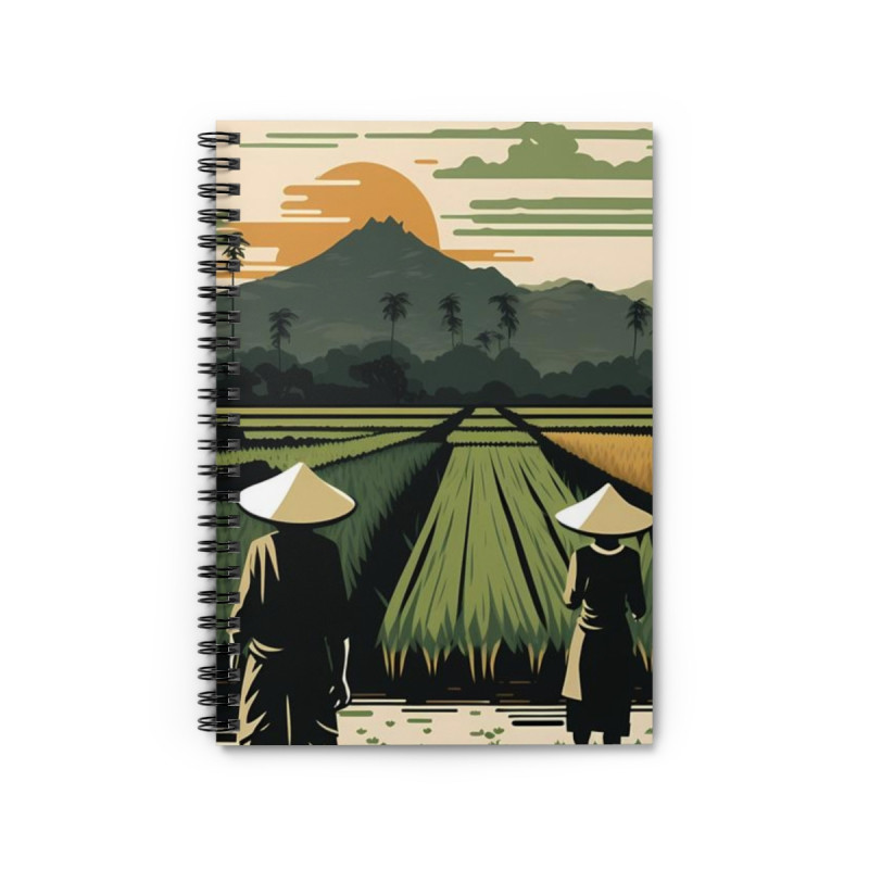 Vast Paddy Field Landscape Design, Spiral Notebook - Ruled Line, 8" x 6"