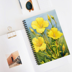 Evening Primrose Wildflower Spiral Notebook - Ruled Line, 8" x 6"