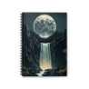 Full Moon Fantasy Waterfall Landscape Design, Spiral Notebook - Ruled Line, 8" x 6"