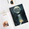 Full Moon Fantasy Waterfall Landscape Design, Spiral Notebook - Ruled Line, 8" x 6"