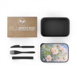 Pink Wild Roses Eco-Friendly Bento Box with Band and Utensils