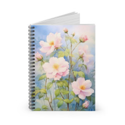 Pink Wild Roses Spiral Notebook - Ruled Line, 8" x 6"