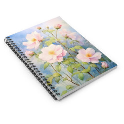 Pink Wild Roses Spiral Notebook - Ruled Line, 8" x 6"