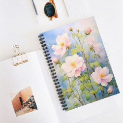 Pink Wild Roses Spiral Notebook - Ruled Line, 8" x 6"