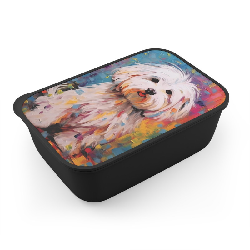 Maltese Dog Eco-Friendly Bento Box with Band and Utensils