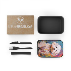 Maltese Dog Eco-Friendly Bento Box with Band and Utensils