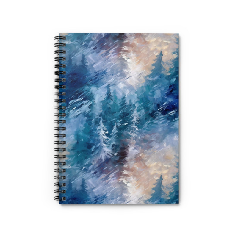 Abstract Wintry Forest Pattern Spiral Notebook - Ruled Line, 8" x 6"