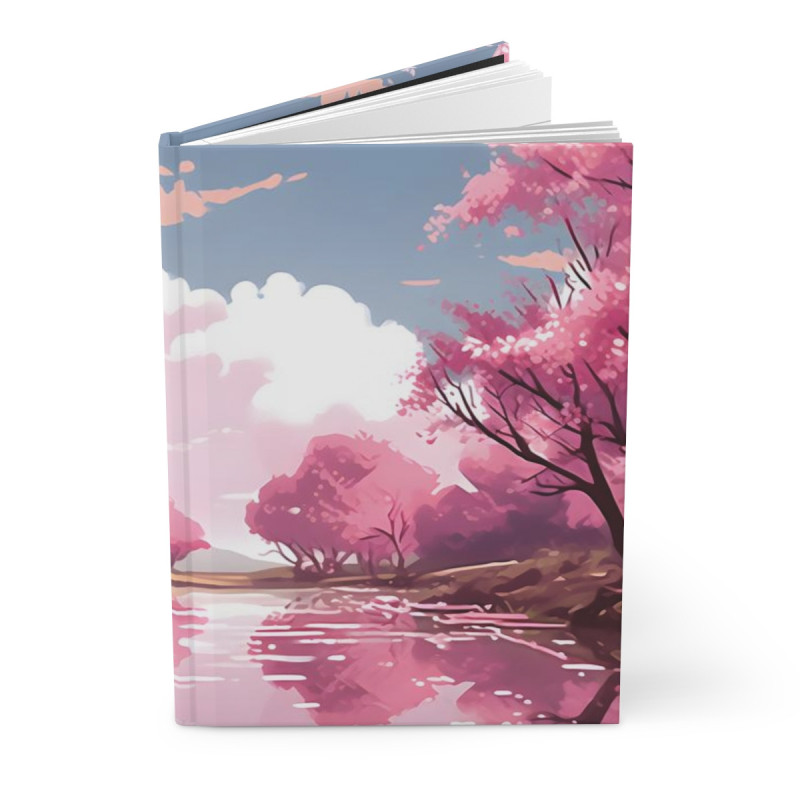 Riverside Cherry Blossom Trees Landscape Design, Journal, Matte,  8" x 5.7"
