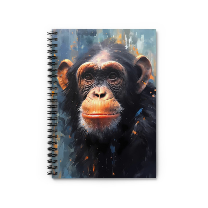 Chimpanzee Portrait Spiral Notebook - Ruled Line, 8" x 6"