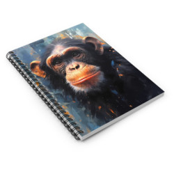 Chimpanzee Portrait Spiral Notebook - Ruled Line, 8" x 6"