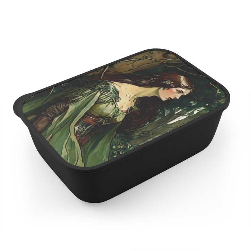 "Damsel Anna Touched By The Hunt" Pre Raphaelite Inspired Medieval Maiden Bento Box with Band and Utensils