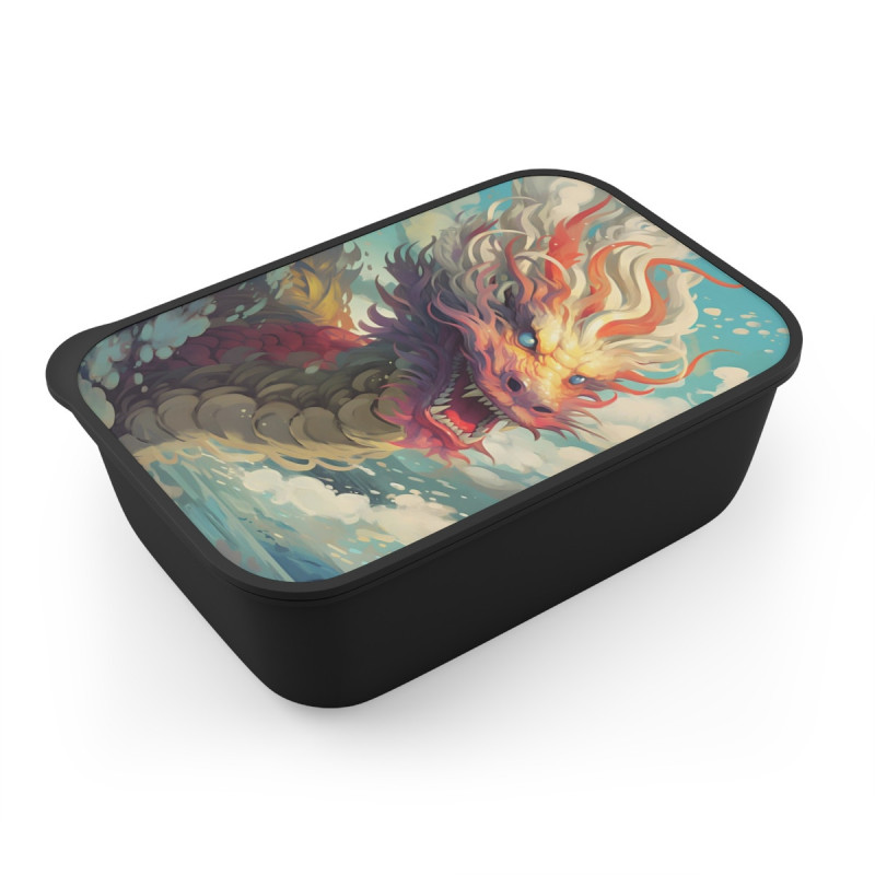 Fierce Chinese Dragon Design Eco-Friendly Bento Box with Band and Utensils