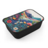 Hills and Flowers Whimsical Landscape Design in Cool Tones Eco-Friendly Bento Box with Band and Utensils