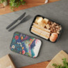 Hills and Flowers Whimsical Landscape Design in Cool Tones Eco-Friendly Bento Box with Band and Utensils