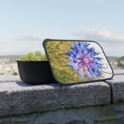 Blue and Mauve Cornflower Bento Box with Band and Utensils