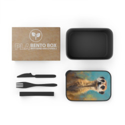 Meerkat Portrait Eco-Friendly Bento Box with Band and Utensils