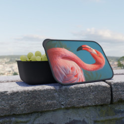 Flamingo Portrait Eco-Friendly Bento Box with Band and Utensils