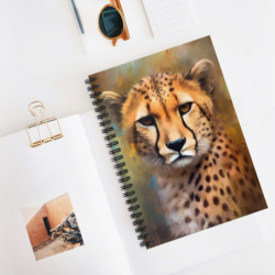 Cheetah Portrait Spiral Notebook - Ruled Line, 8" x 6"