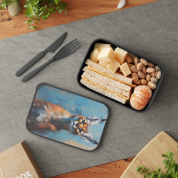 Caracal Portrait Eco-Friendly Bento Box with Band and Utensils