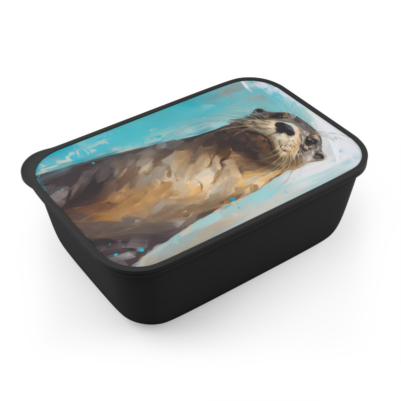 Otter Portrait Eco-Friendly Bento Box with Band and Utensils