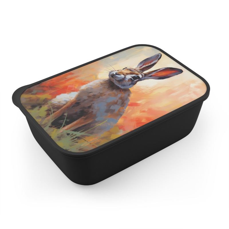 Riverine Rabbit Portrait Eco-Friendly Bento Box with Band and Utensils