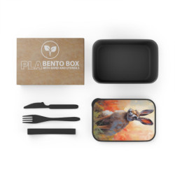 Riverine Rabbit Portrait Eco-Friendly Bento Box with Band and Utensils