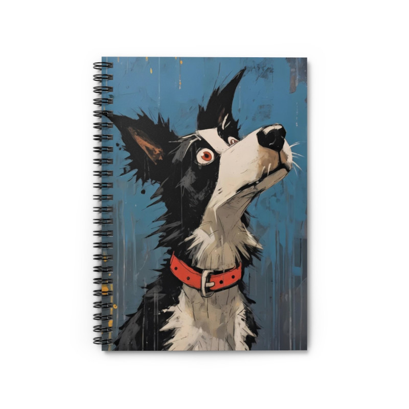 Comical Border Collie Dog Spiral Notebook - Ruled Line, 8" x 6"