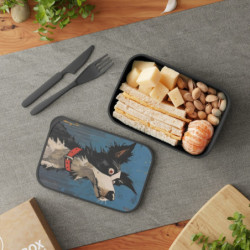 Comical Border Collie Dog Eco-Friendly Bento Box with Band and Utensils