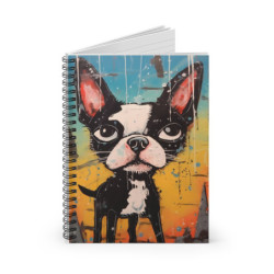 Comical Boston Terrier Dog Spiral Notebook - Ruled Line, 8" x 6"