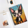 Comical Boston Terrier Dog Spiral Notebook - Ruled Line, 8" x 6"