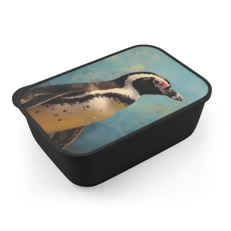 African Penguin Portrait Eco-Friendly Bento Box with Band and Utensils