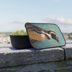 African Penguin Portrait Eco-Friendly Bento Box with Band and Utensils