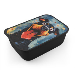 Comical Dobermann Dog Eco-Friendly Bento Box with Band and Utensils