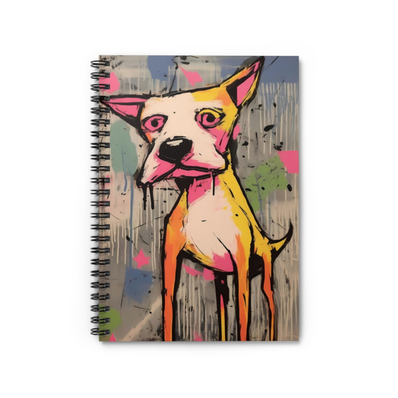 Comical Tan and White Pitbull Dog Spiral Notebook - Ruled Line, 8" x 6"