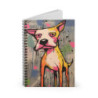 Comical Tan and White Pitbull Dog Spiral Notebook - Ruled Line, 8" x 6"