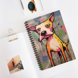 Comical Tan and White Pitbull Dog Spiral Notebook - Ruled Line, 8" x 6"