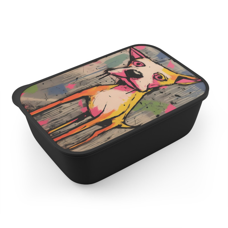 Comical Pitbull Dog Eco-Friendly Bento Box with Band and Utensils