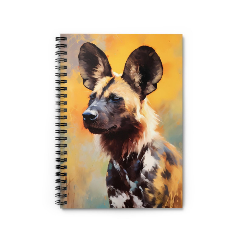 African Wild Dog Portrait Spiral Notebook - Ruled Line, 8" x 6"