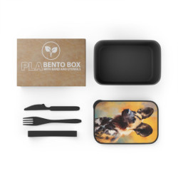 African Wild Dog Portrait Eco-Friendly Bento Box with Band and Utensils