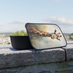 Giraffe Portrait Eco-Friendly Bento Box with Band and Utensils