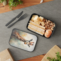 Giraffe Portrait Eco-Friendly Bento Box with Band and Utensils