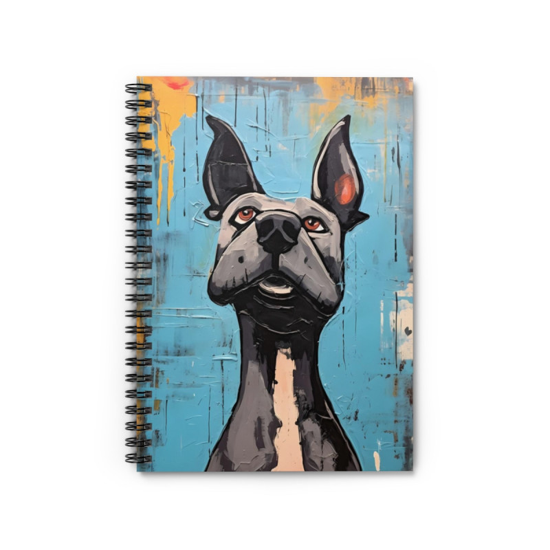 Comical Gray Pitbull Dog Spiral Notebook - Ruled Line, 8" x 6"