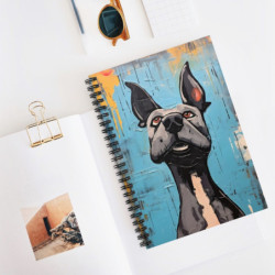 Comical Gray Pitbull Dog Spiral Notebook - Ruled Line, 8" x 6"